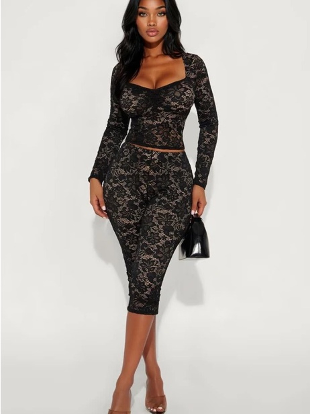 Victoria Lace Long Sleeve Capri Set